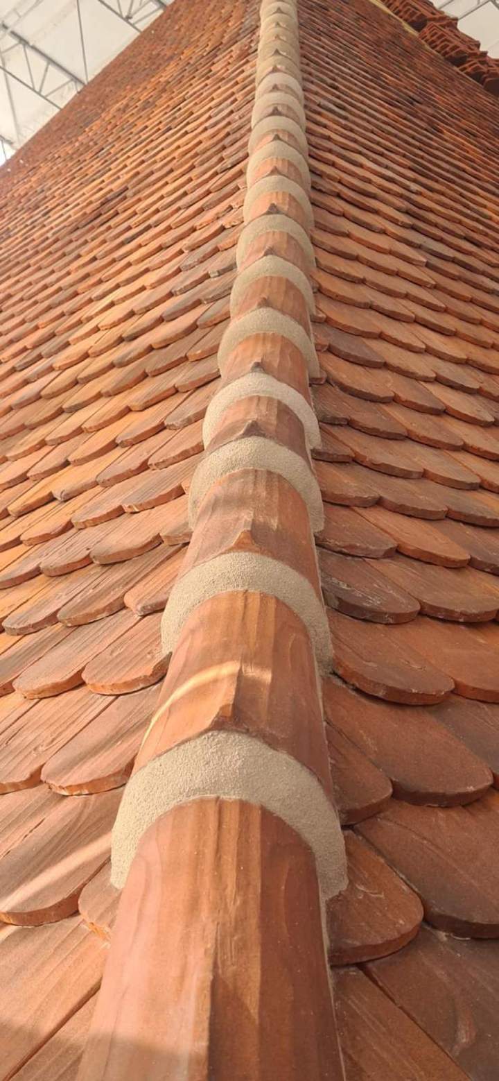 Ligne de faîtage sur une toiture traditionnelle en tuiles plates Strasbourg